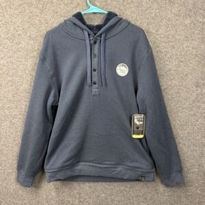 Jachs NY Mens Sherpa Lined Hoodie Navy Blue Henley Pullover Large NEW